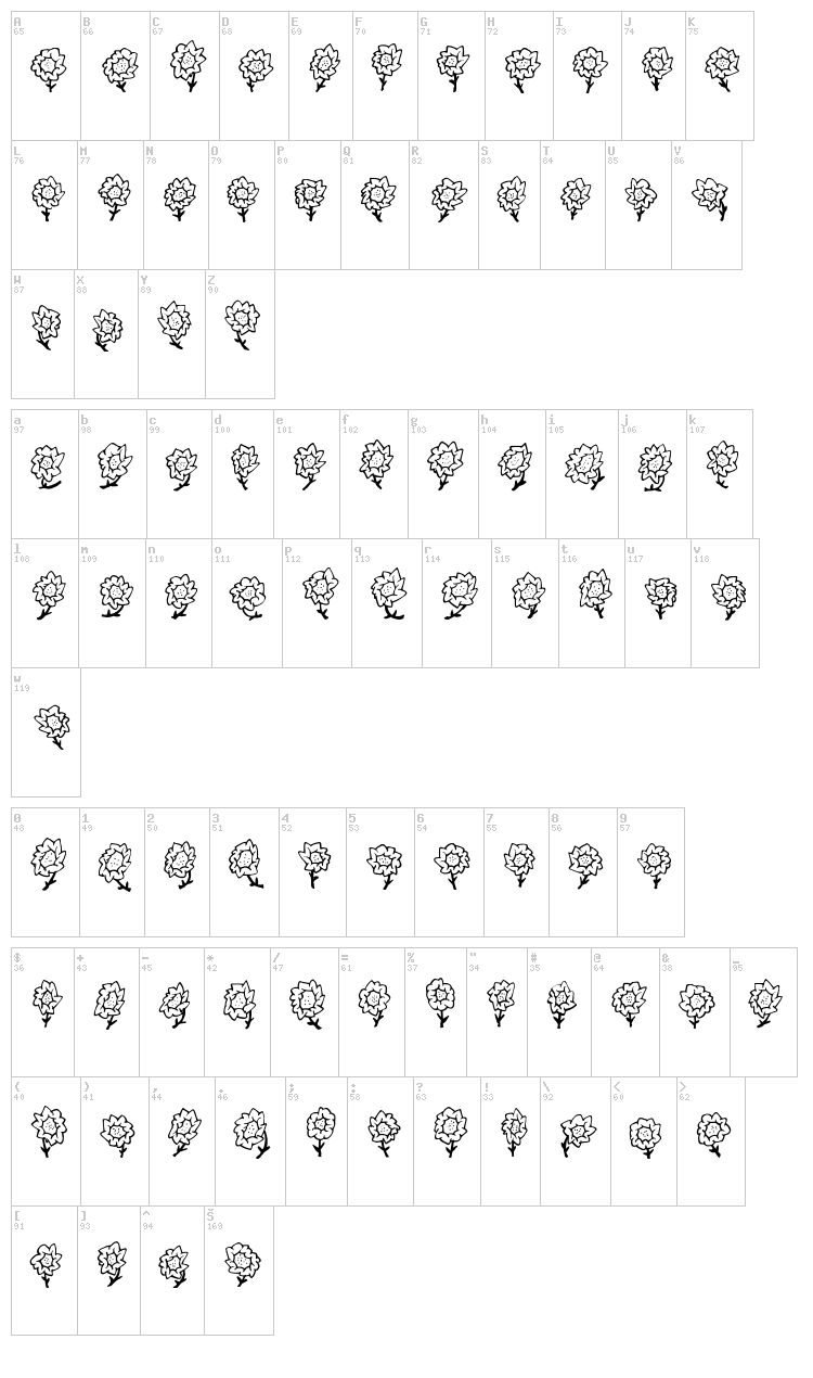 FE Majas Flowers font map